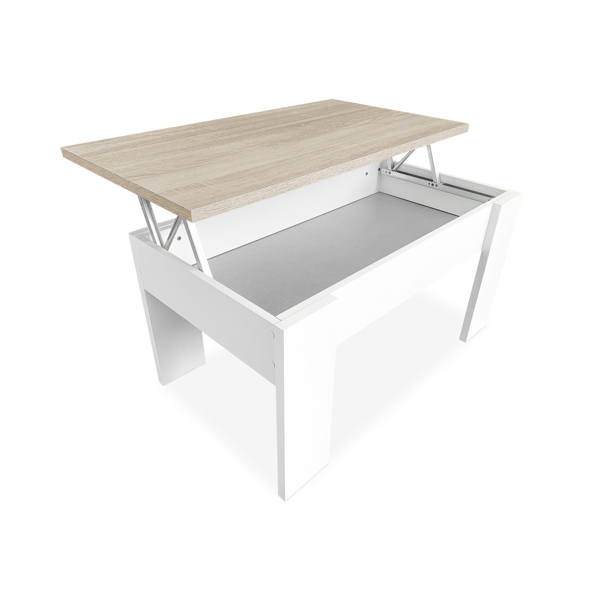 Mesa Centro Elevable De Madera Blanco Mesa Centro Elevable De Madera Blanco